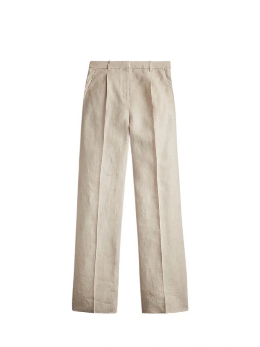 J.Crew Essential 100% Linen Wide Leg Pants Size 0 Beige High Rise Minimalist